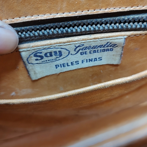 Vintage Handmade Mexican Handbag Western Tooled Leather Purse - Picture 6 of 13